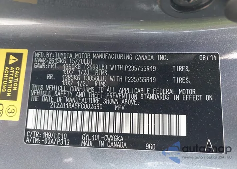 2015 Lexus Rx 450H z USA, uszkodzony, nr VIN 2T2ZB1BA5FC002690